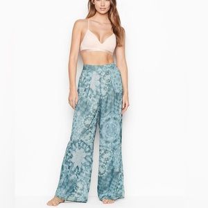 Victoria’s Secret Blue Double Layer Chiffon Wide-Leg Lounge Pants Size Medium